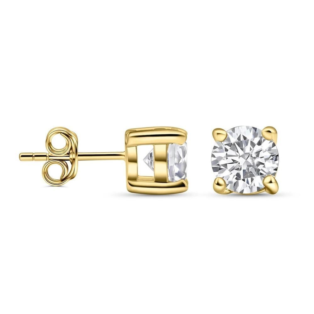 Modern Gents Diamond Mini Round Studs Gold 925 Sterling Silver 18K Gold Plated